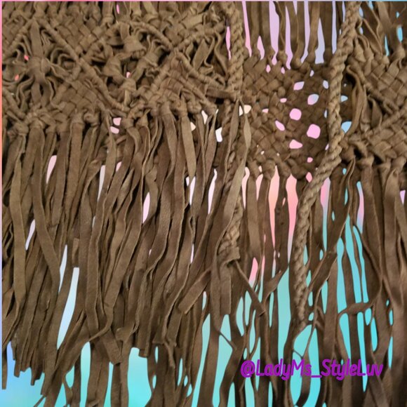 Hollister Brown Suede Leather Boho Fringe Vest Women's Size Medium - Picture 7 of 9